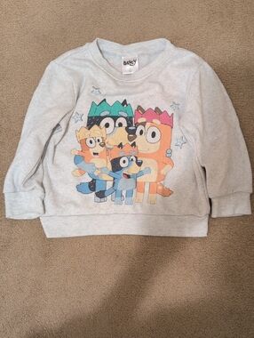 Light Gray Kids Sweatshirt with Cartoon Family Graphic